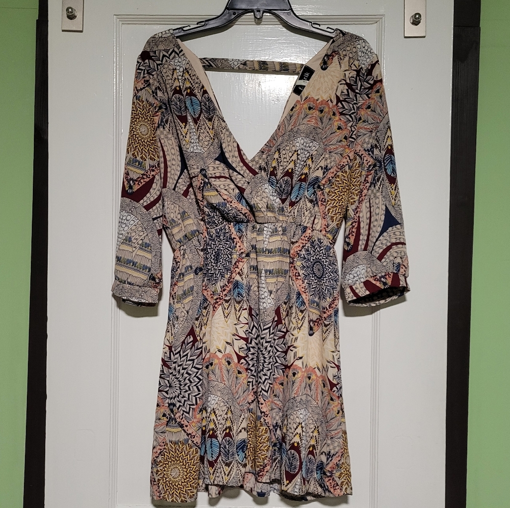 Fab'rik Floral Dress Cut Out Back Sz Large
